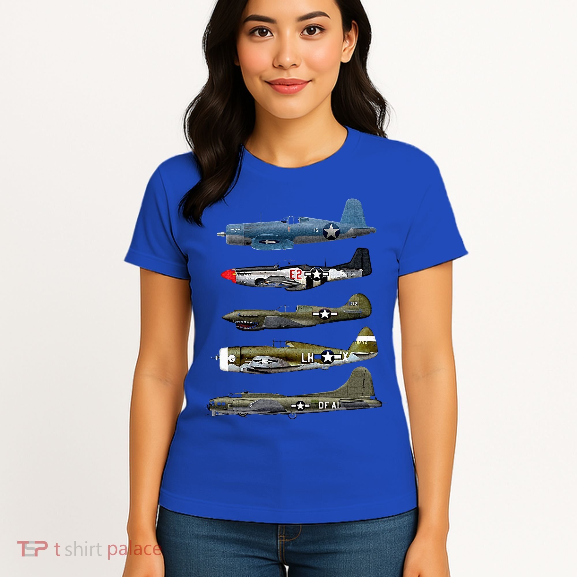 WW2 Warplane B17 P51 Mustang F4U Corsair P40 Warhawk Gift  Women's T-Shirt