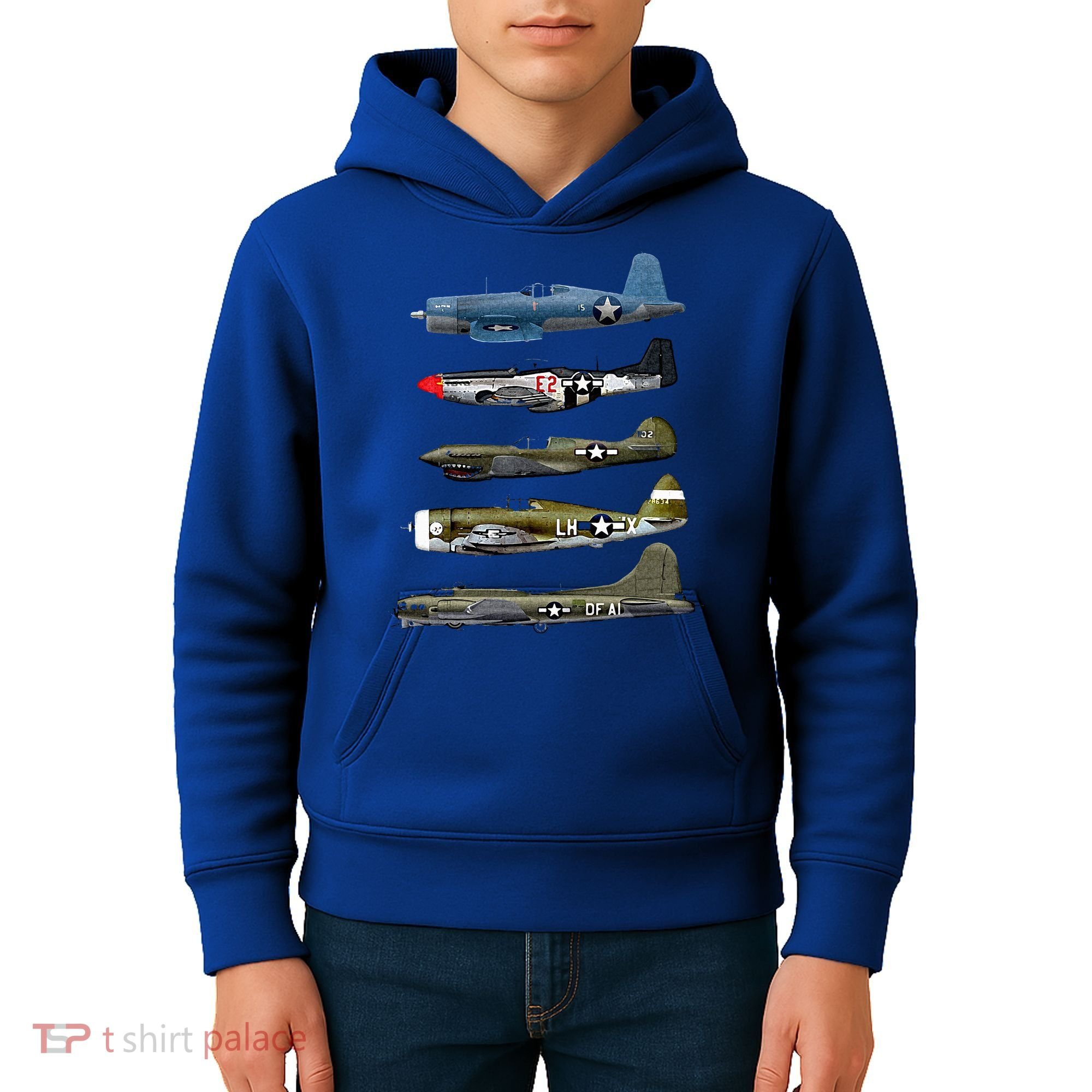 WW2 Warplane B17 P51 Mustang F4U Corsair P40 Warhawk Gift  Kids Hoodie