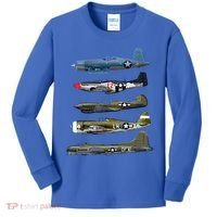 WW2 Warplane B17 P51 Mustang F4U Corsair P40 Warhawk Gift  Kids Long Sleeve Shirt thumb 0