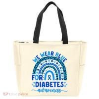 We Wear Blue For Diabetes Awareness Diabetic Tote Bag thumb 0
