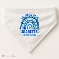 We Wear Blue For Diabetes Awareness Diabetic USA-Made Doggie Bandana thumb 0