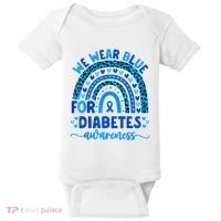 We Wear Blue For Diabetes Awareness Diabetic Baby Bodysuit thumb 0
