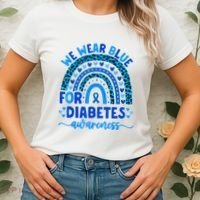 We Wear Blue For Diabetes Awareness Diabetic Women's T-Shirt thumb 2