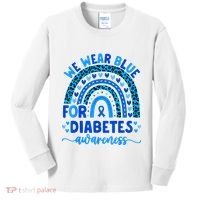 We Wear Blue For Diabetes Awareness Diabetic Kids Long Sleeve Shirt thumb 0