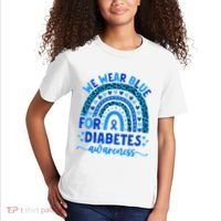 We Wear Blue For Diabetes Awareness Diabetic Kids T-Shirt thumb 2