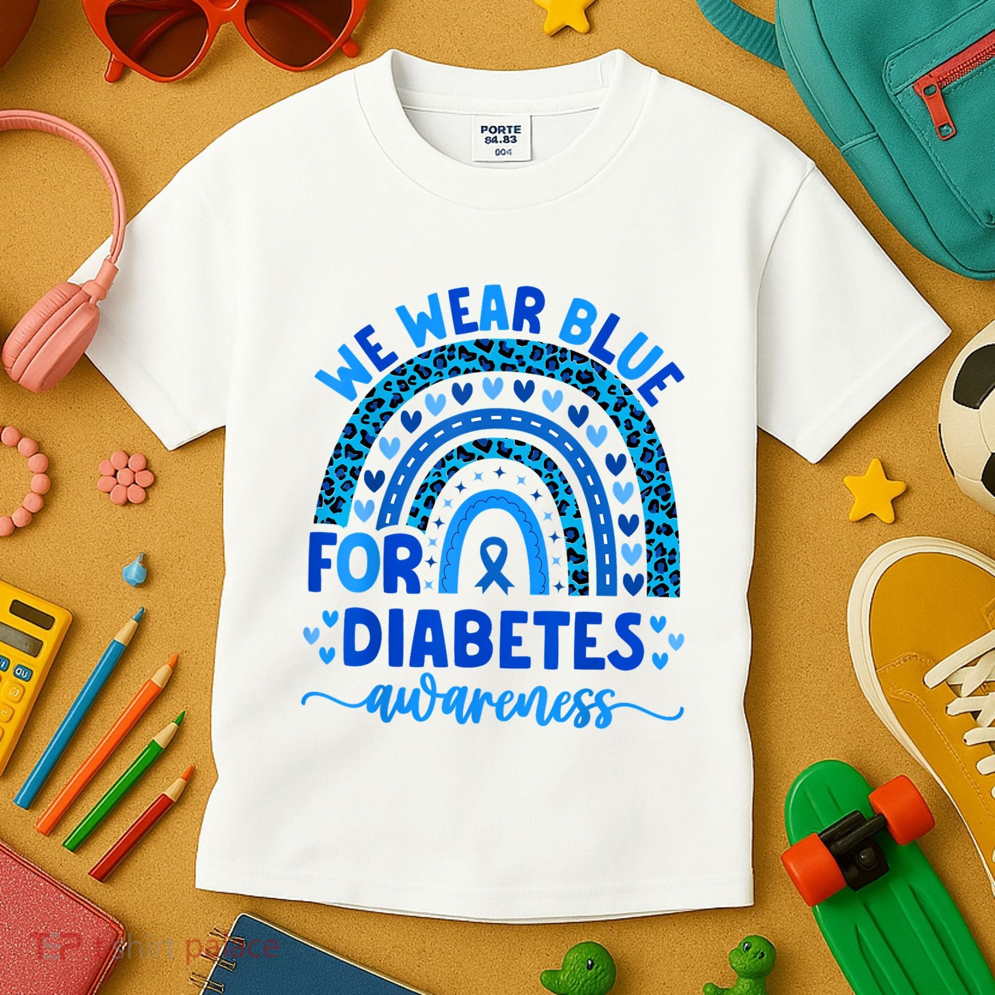 We Wear Blue For Diabetes Awareness Diabetic Kids T-Shirt