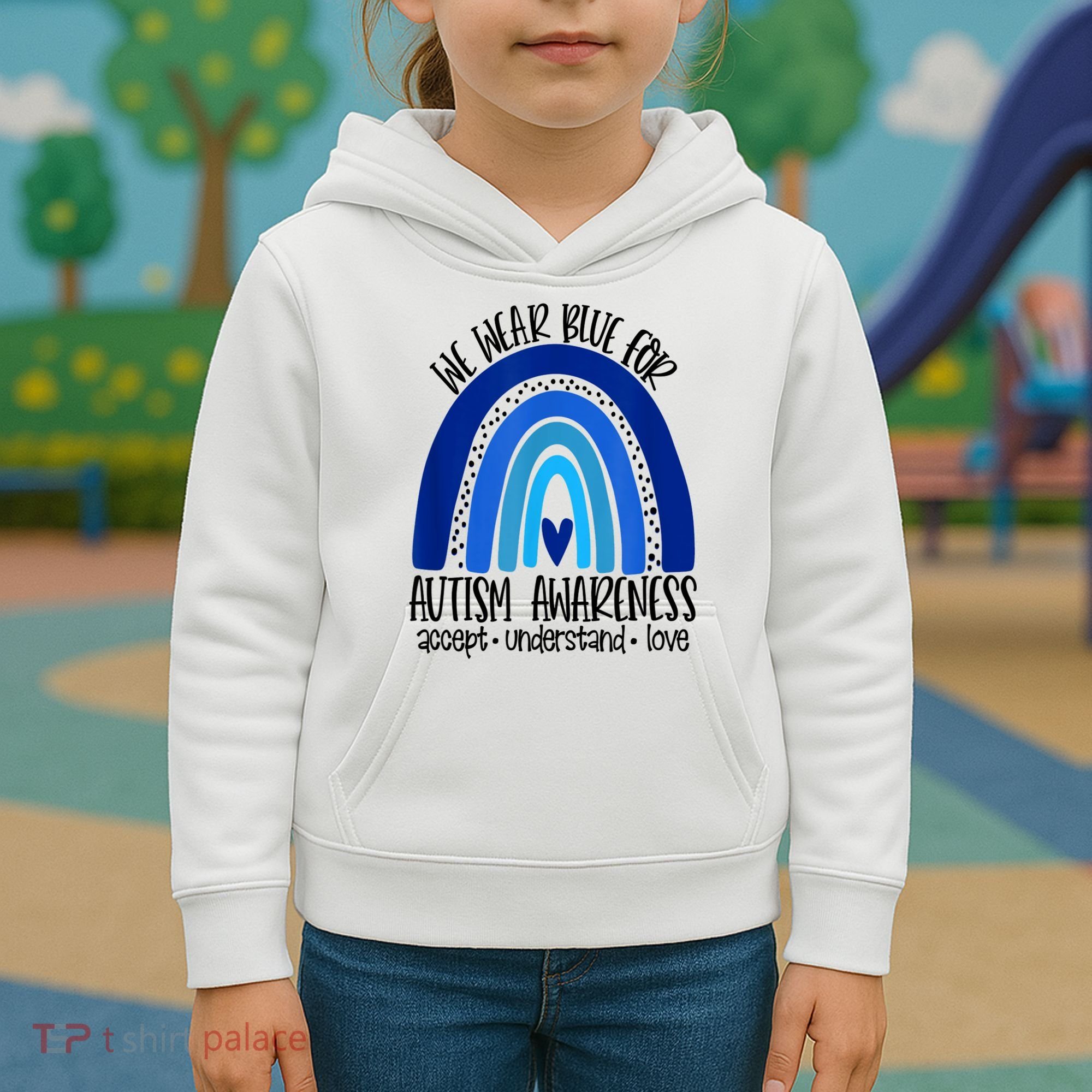 We Wear Blue For Autism Awareness, Accept Understand Love Kids Hoodie