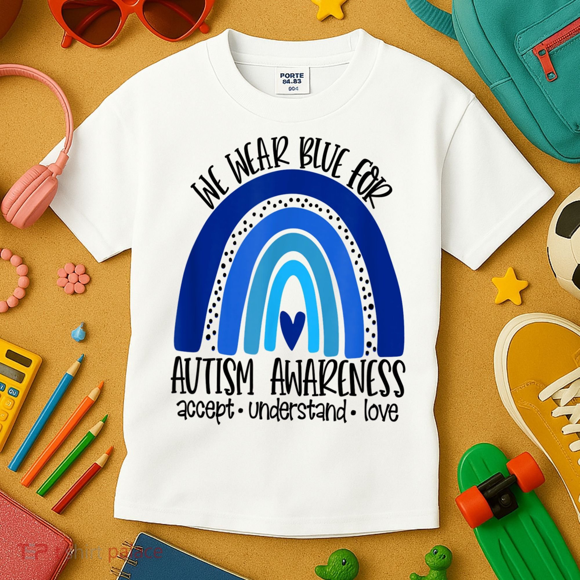 We Wear Blue For Autism Awareness, Accept Understand Love Kids T-Shirt