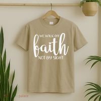 We Walk By Faith Not By Sight God Faith Jesus 1 T-Shirt thumb 2