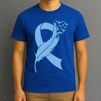 We Wear Blue Colon Cancer Awareness Month Ribbon Sunflower Meaningful Gift T-Shirt thumb 3