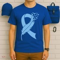 We Wear Blue Colon Cancer Awareness Month Ribbon Sunflower Meaningful Gift T-Shirt thumb 6