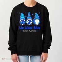 We Wear Blue Autism Awareness Gnome Women's Sweatshirt thumb 0
