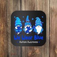 We Wear Blue Autism Awareness Gnome Coaster thumb 0
