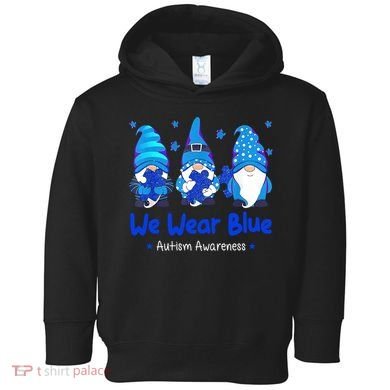 We Wear Blue Autism Awareness Gnome Toddler Hoodie
