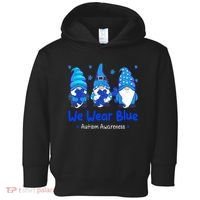 We Wear Blue Autism Awareness Gnome Toddler Hoodie thumb 0