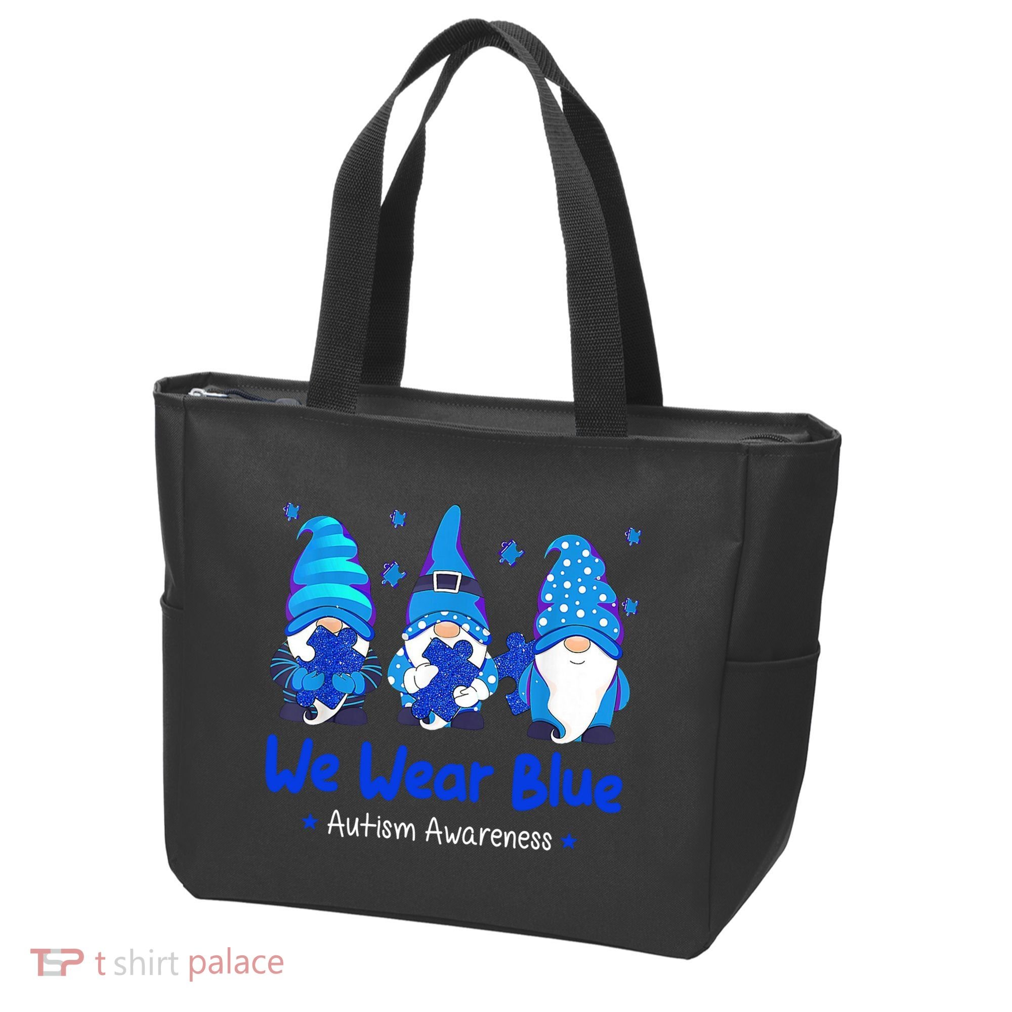 We Wear Blue Autism Awareness Gnome Tote Bag