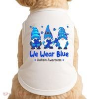 We Wear Blue Autism Awareness Gnome Doggie Tank thumb 0