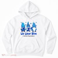We Wear Blue Autism Awareness Gnome Hoodie thumb 0