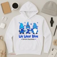 We Wear Blue Autism Awareness Gnome Hoodie thumb 3