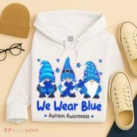 We Wear Blue Autism Awareness Gnome Hoodie thumb 4