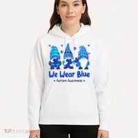 We Wear Blue Autism Awareness Gnome Hoodie thumb 5