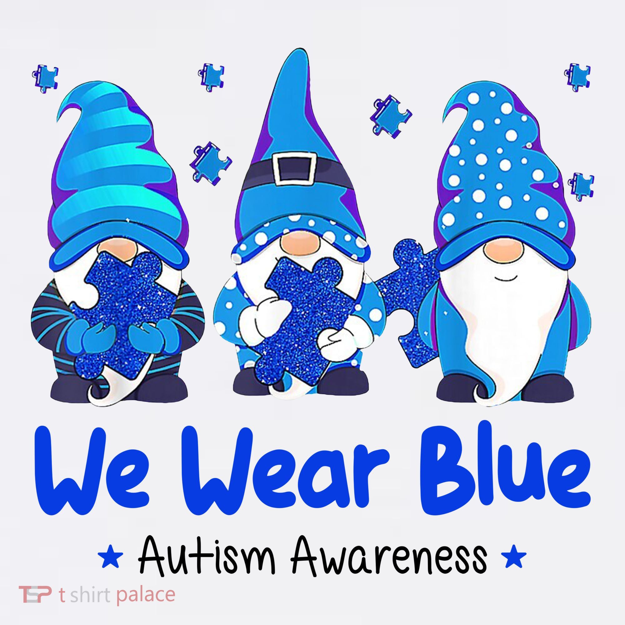 We Wear Blue Autism Awareness Gnome Sweatshirt