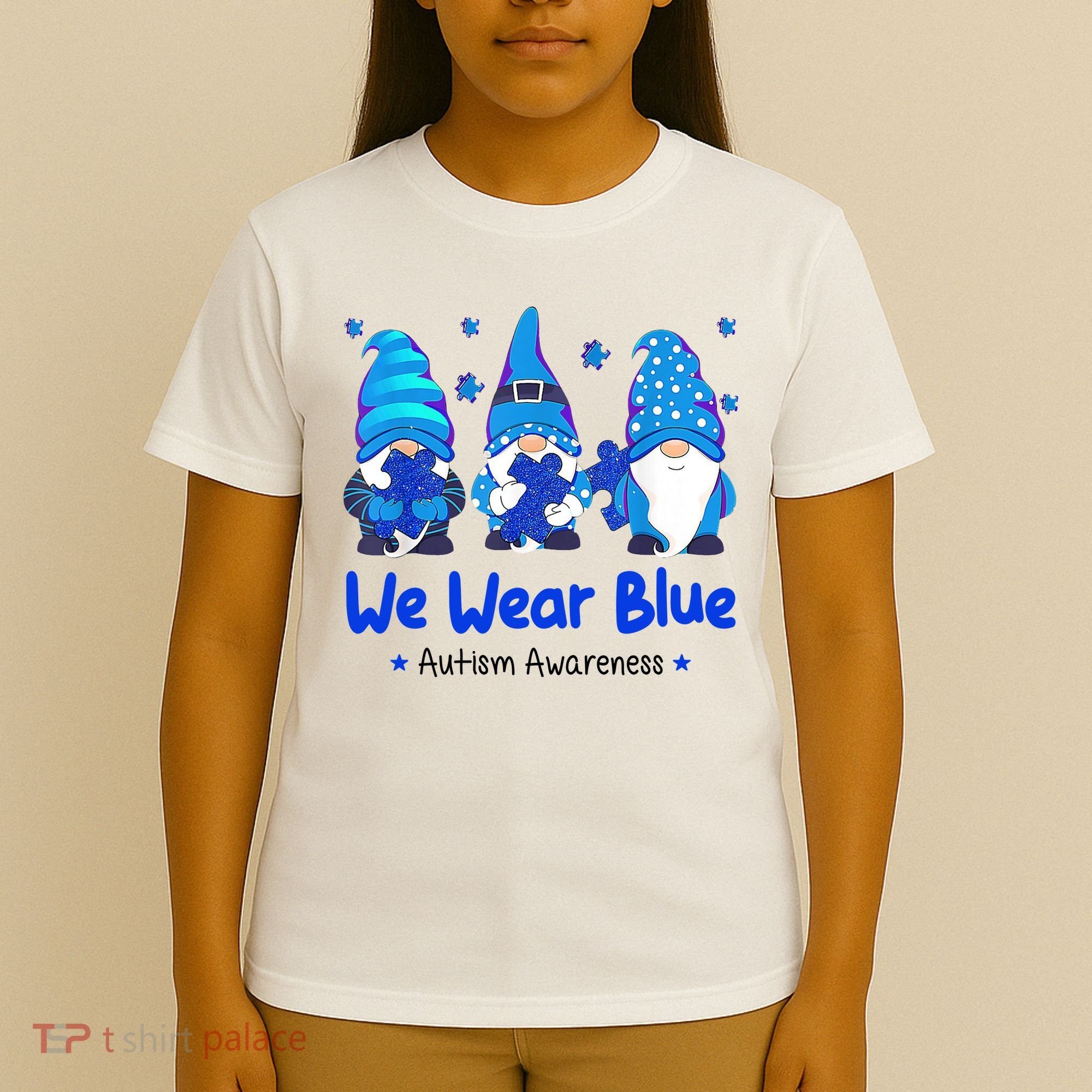 We Wear Blue Autism Awareness Gnome T-Shirt