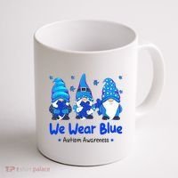We Wear Blue Autism Awareness Gnome Coffee Mug thumb 1