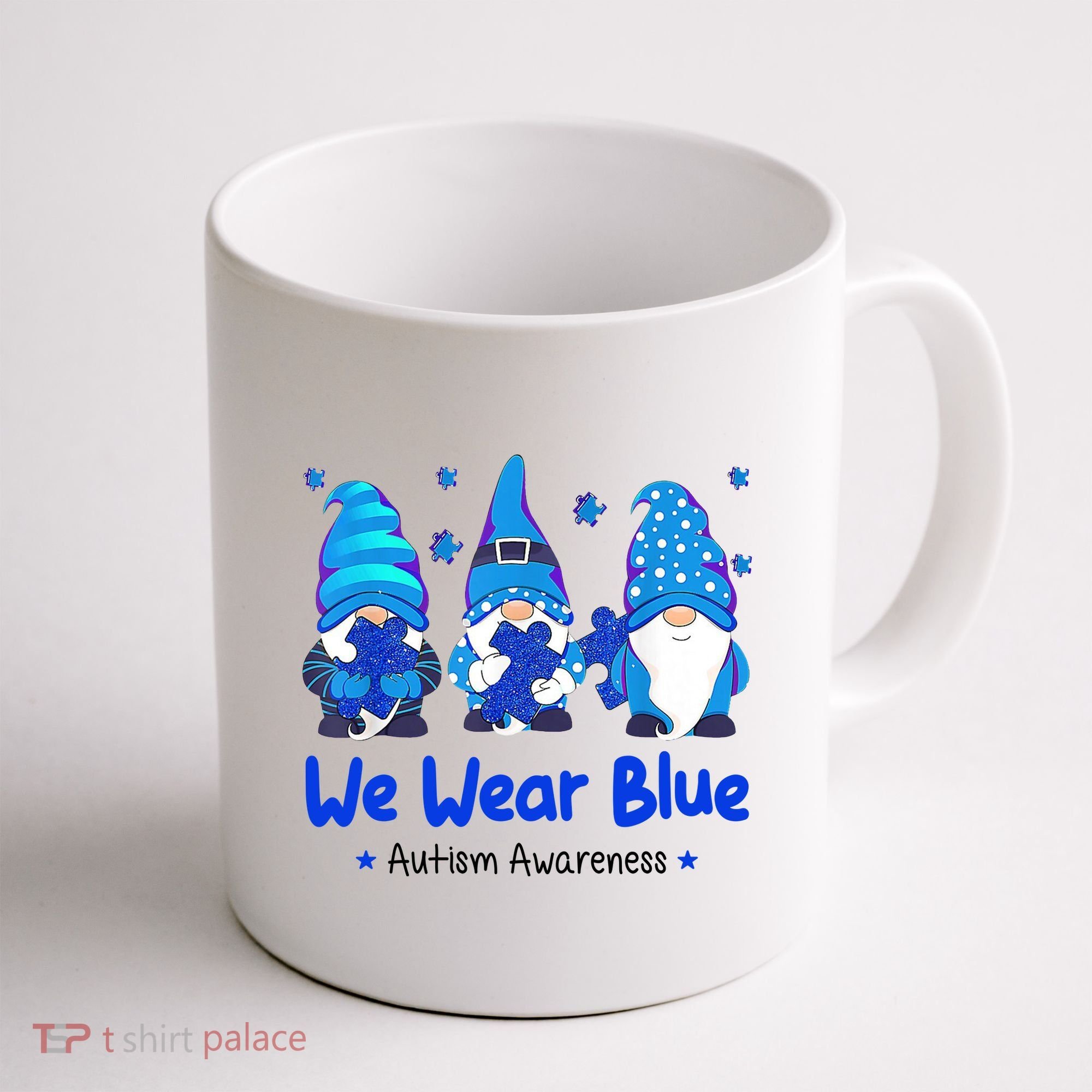 We Wear Blue Autism Awareness Gnome Coffee Mug
