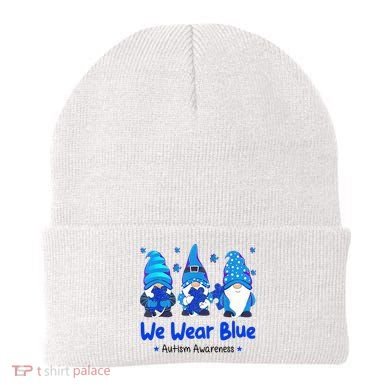 We Wear Blue Autism Awareness Gnome Beanie