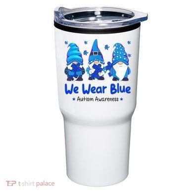 We Wear Blue Autism Awareness Gnome Tumbler