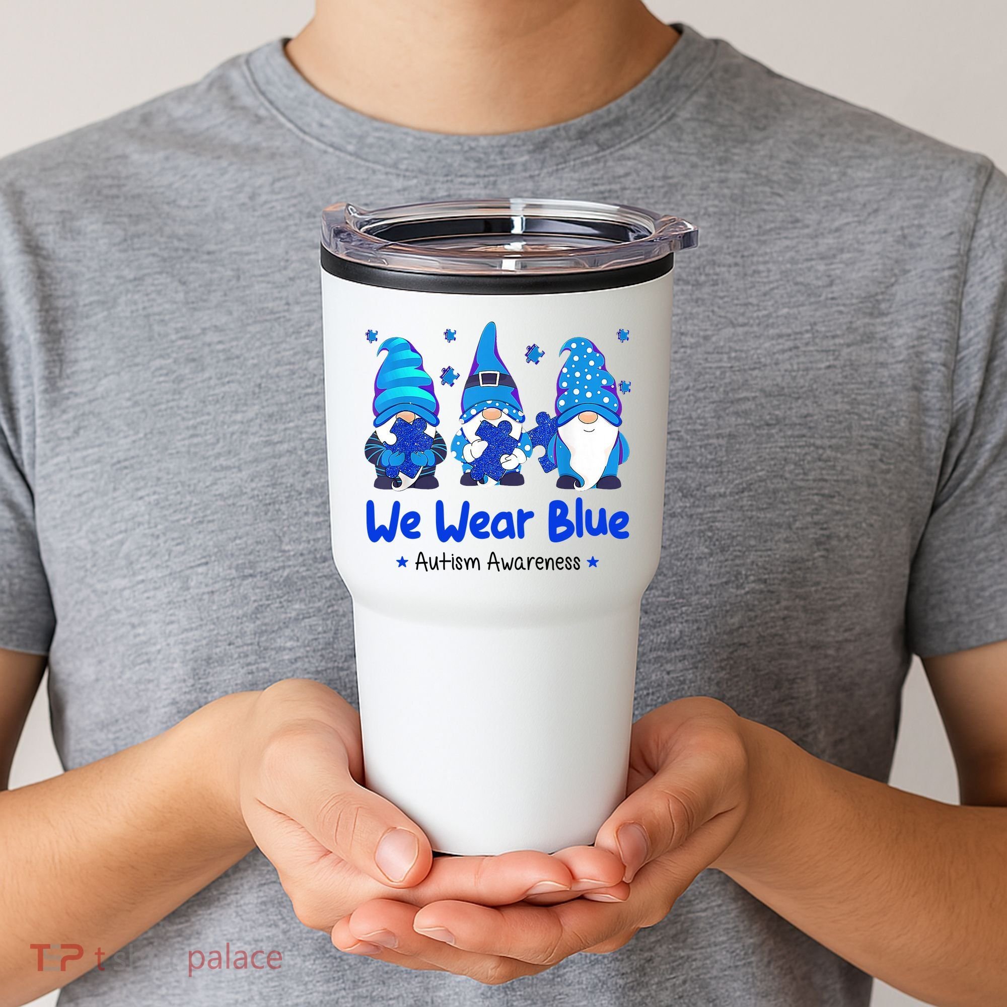 We Wear Blue Autism Awareness Gnome Tumbler