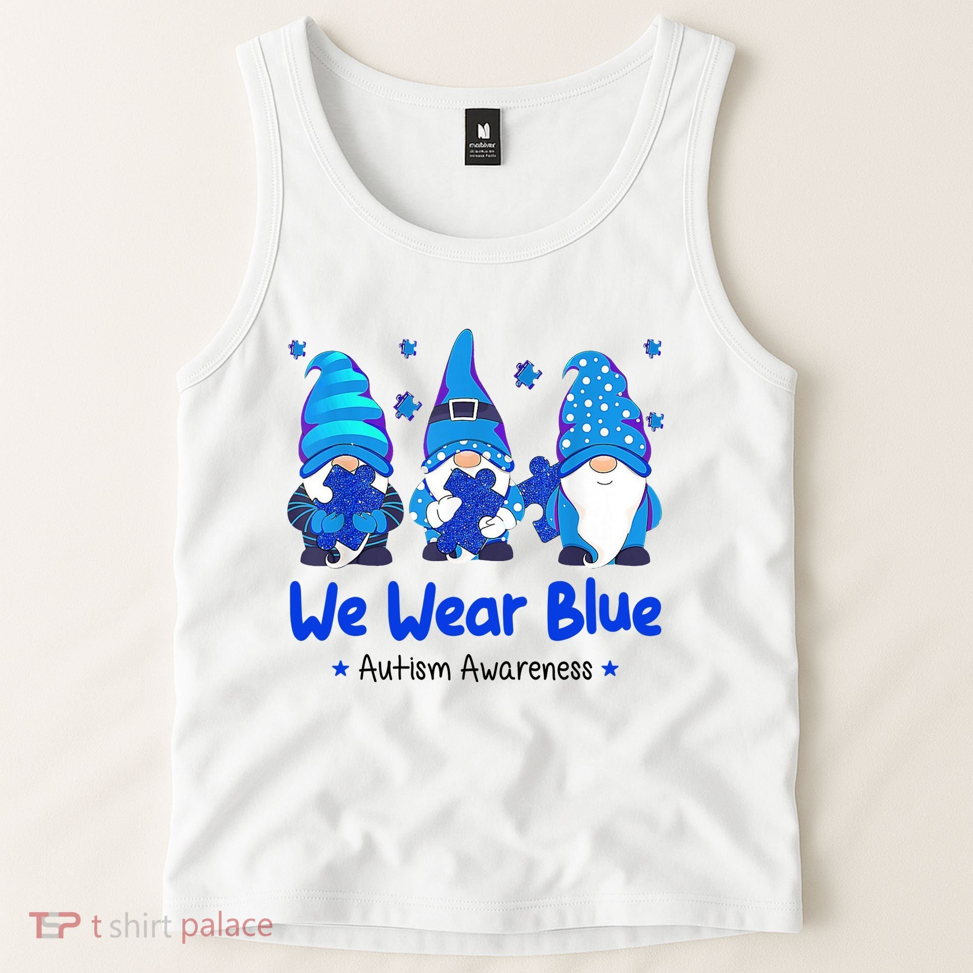 We Wear Blue Autism Awareness Gnome Tank Top
