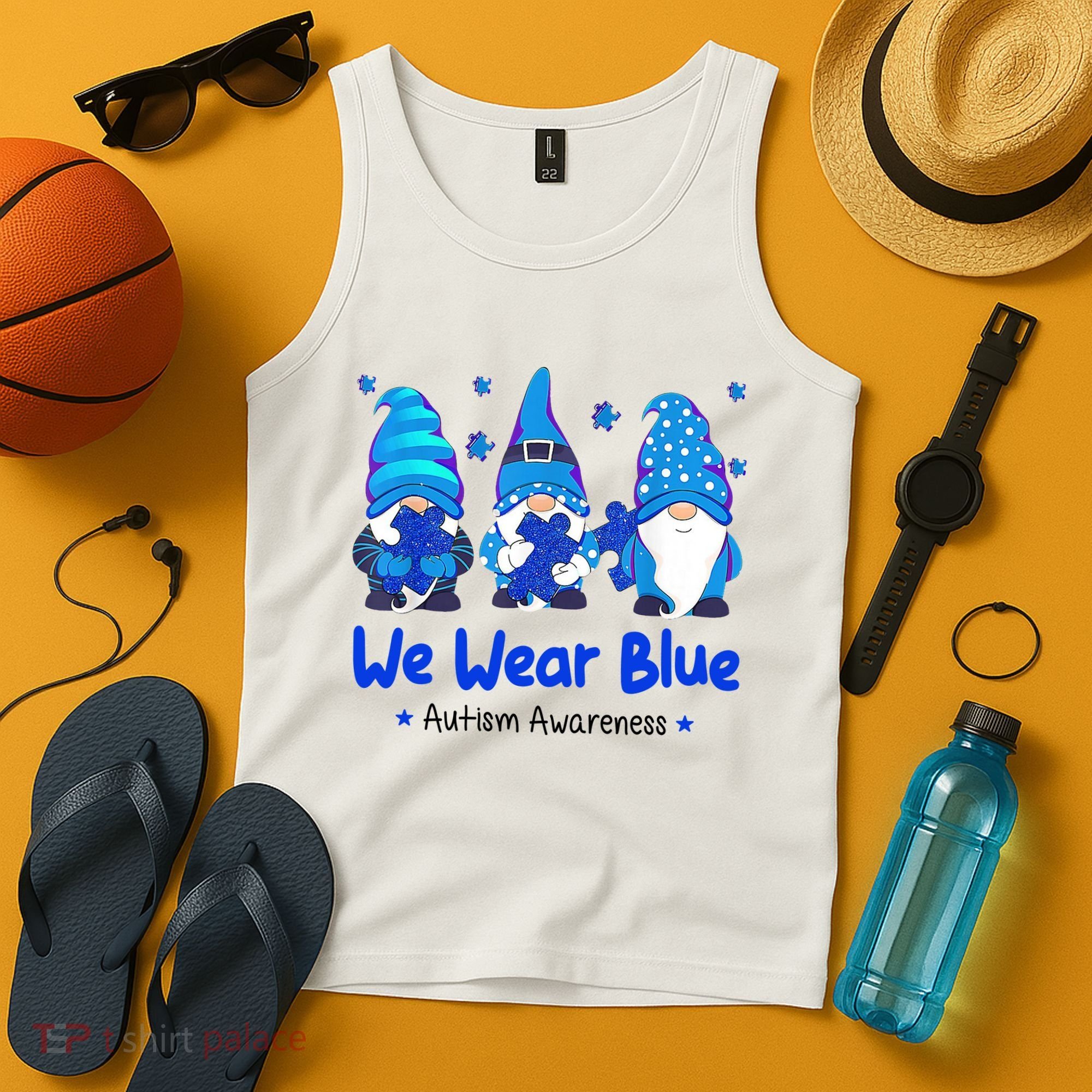We Wear Blue Autism Awareness Gnome Tank Top