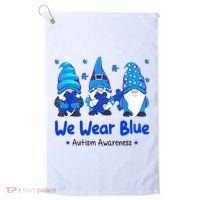 We Wear Blue Autism Awareness Gnome Golf Towel thumb 0