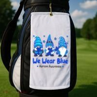 We Wear Blue Autism Awareness Gnome Golf Towel thumb 2