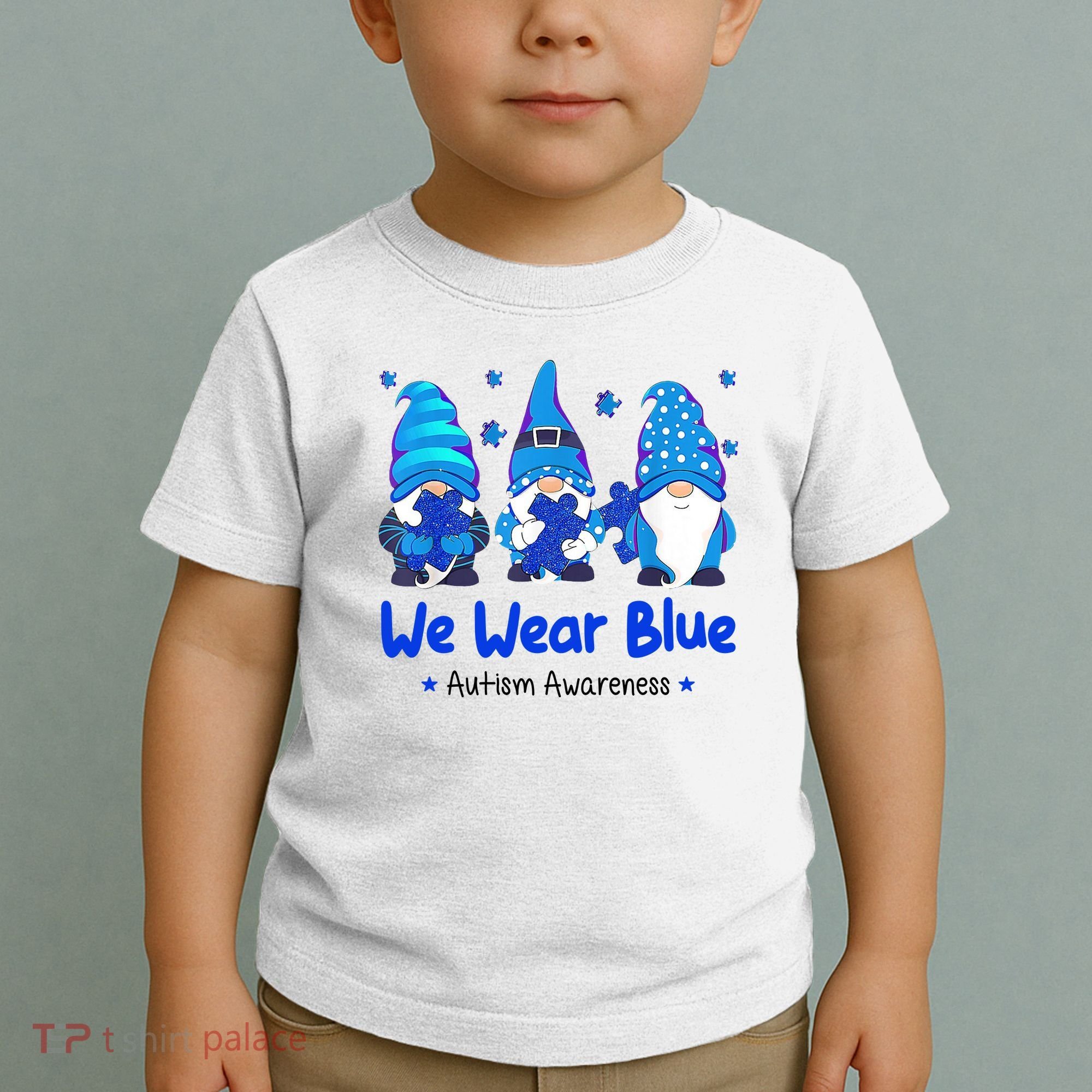 We Wear Blue Autism Awareness Gnome Toddler T-Shirt