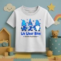 We Wear Blue Autism Awareness Gnome Toddler T-Shirt thumb 3