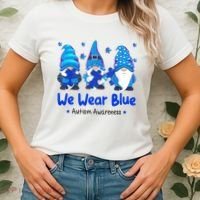We Wear Blue Autism Awareness Gnome Women's T-Shirt thumb 2