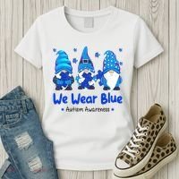 We Wear Blue Autism Awareness Gnome Women's T-Shirt thumb 3