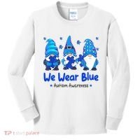 We Wear Blue Autism Awareness Gnome Kids Long Sleeve Shirt thumb 0