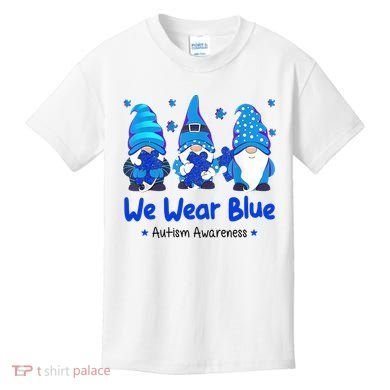 We Wear Blue Autism Awareness Gnome Kids T-Shirt