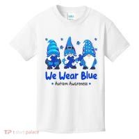 We Wear Blue Autism Awareness Gnome Kids T-Shirt thumb 0