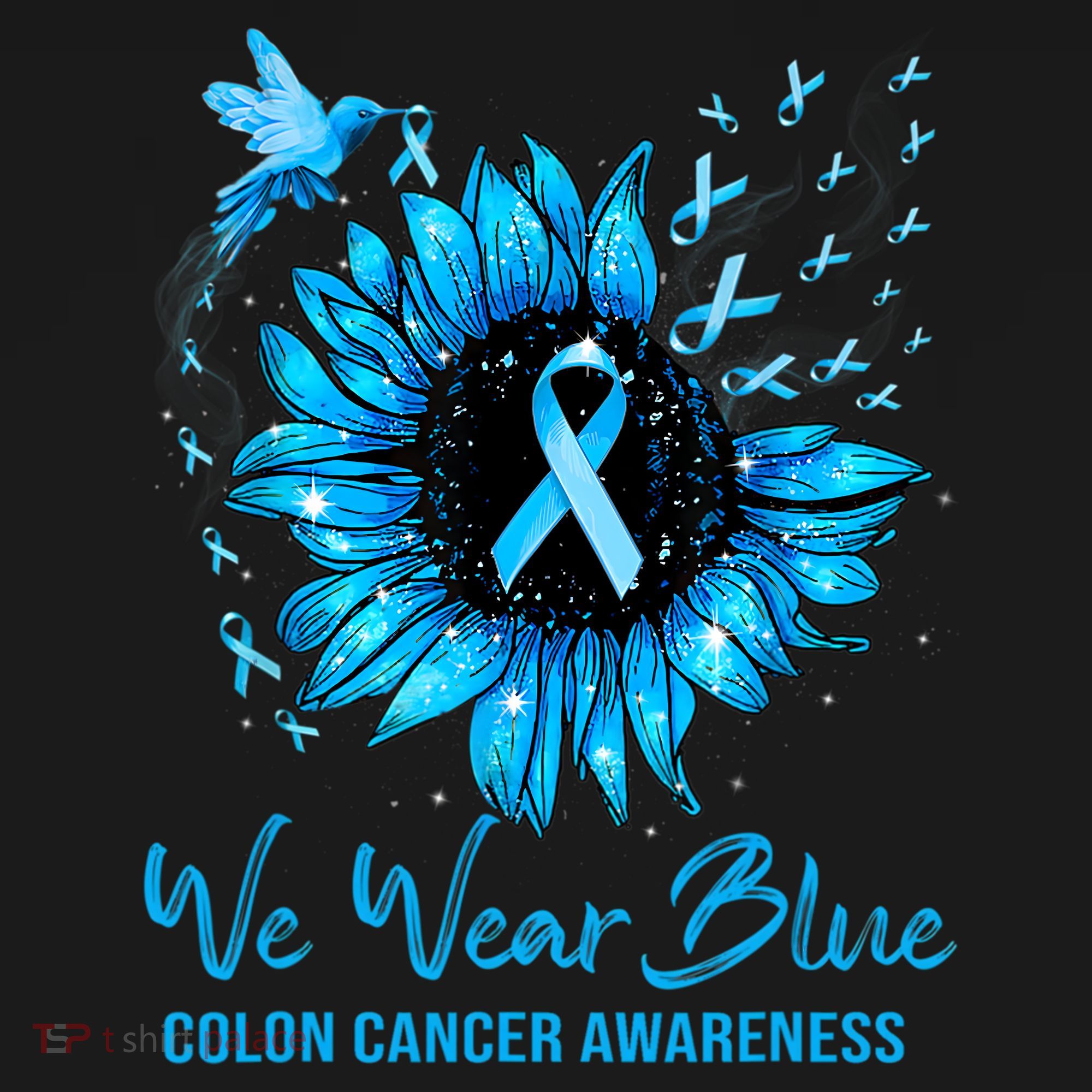 We Wear Blue Colon Cancer Awareness Ribbon Sunflower Gift Women's Hoodie