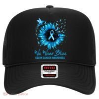 We Wear Blue Colon Cancer Awareness Ribbon Sunflower Gift Hat thumb 0