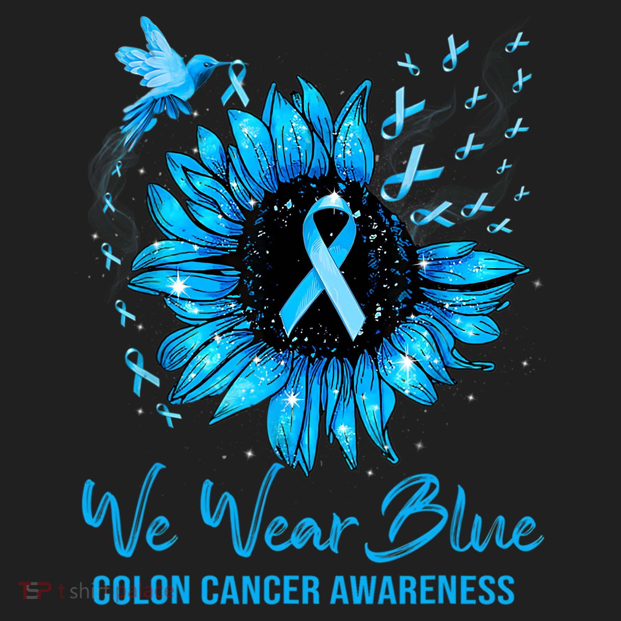 We Wear Blue Colon Cancer Awareness Ribbon Sunflower Gift Hat