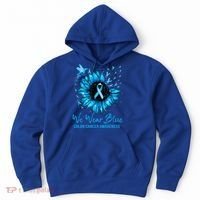 We Wear Blue Colon Cancer Awareness Ribbon Sunflower Gift Hoodie thumb 0