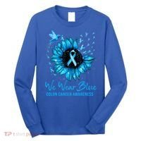 We Wear Blue Colon Cancer Awareness Ribbon Sunflower Gift Long Sleeve Shirt thumb 0