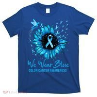 We Wear Blue Colon Cancer Awareness Ribbon Sunflower Gift T-Shirt thumb 0