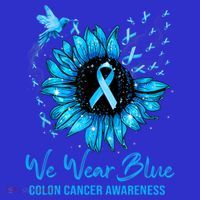 We Wear Blue Colon Cancer Awareness Ribbon Sunflower Gift Polo thumb 2